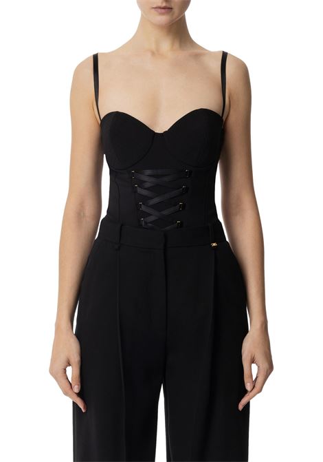 Crepe bodysuit with criss-cross ties - ELISABETTA FRANCHI